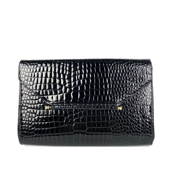 ALMONDO Originals Patent Leather Clutch Croc Embossed Envelope Cocktail Wedding - Picture 1 of 10